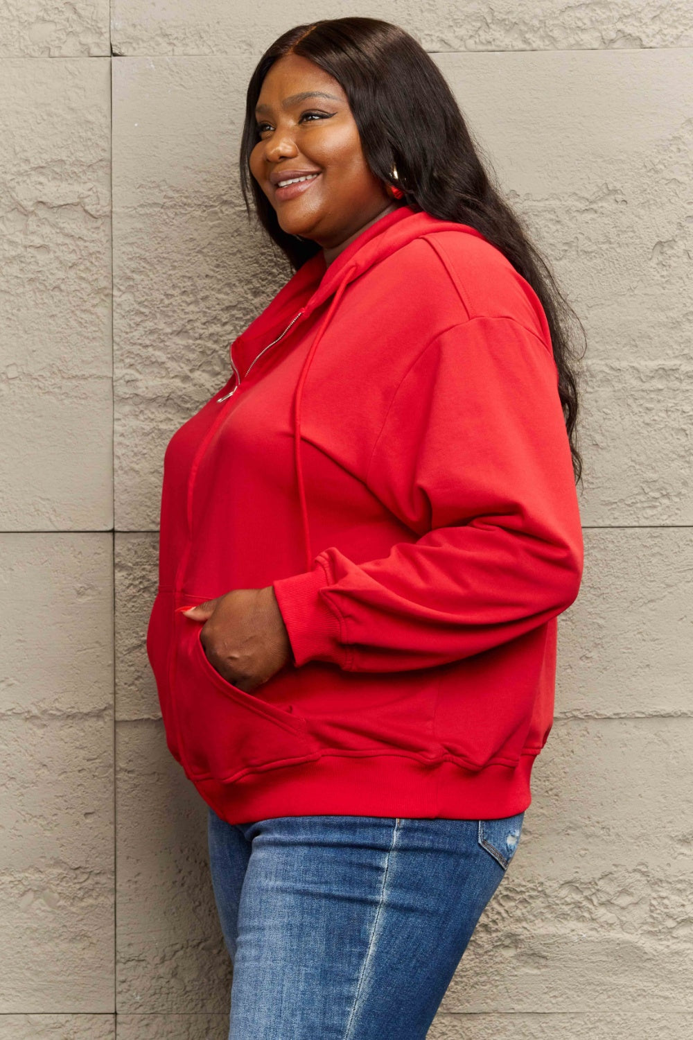 Stilla | Plus Size Zip Up Langærmet Hættetrøje
