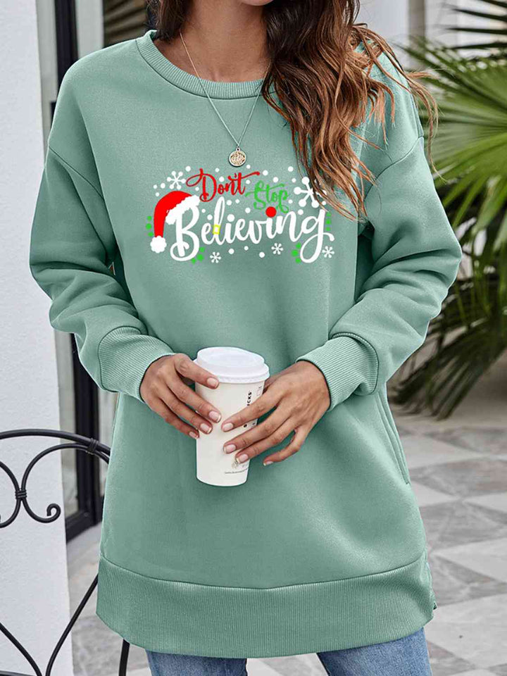 Stilla | Stop Believing Graphic Drop Shoulder Sweatshirt