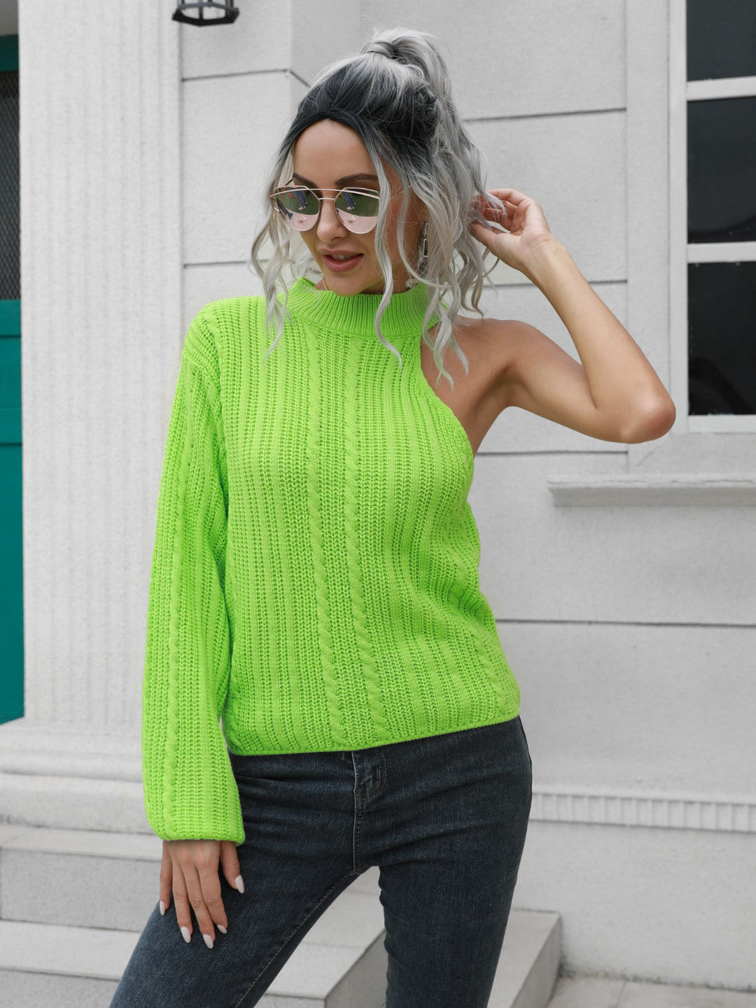 Stilla | Strik Rund Hals Asymmetrisk Sweater