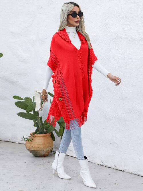 Stilla | Trim Knapperet Hætt Poncho