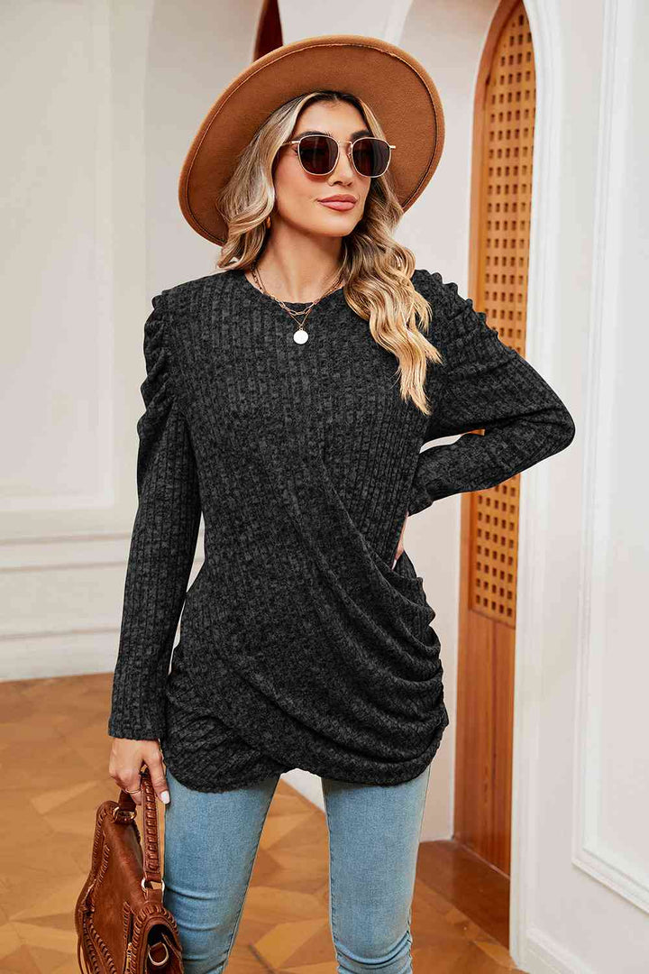 Stilla | Ærme Ribbet Twisted Top