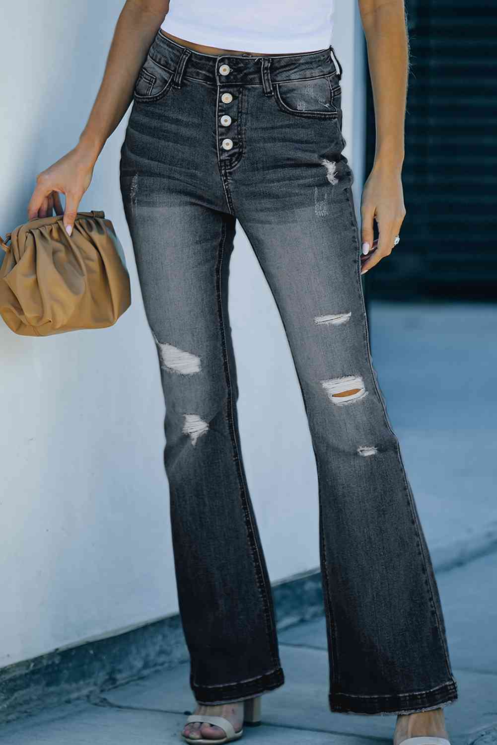 Stilla | Button-fly Flare Jeans