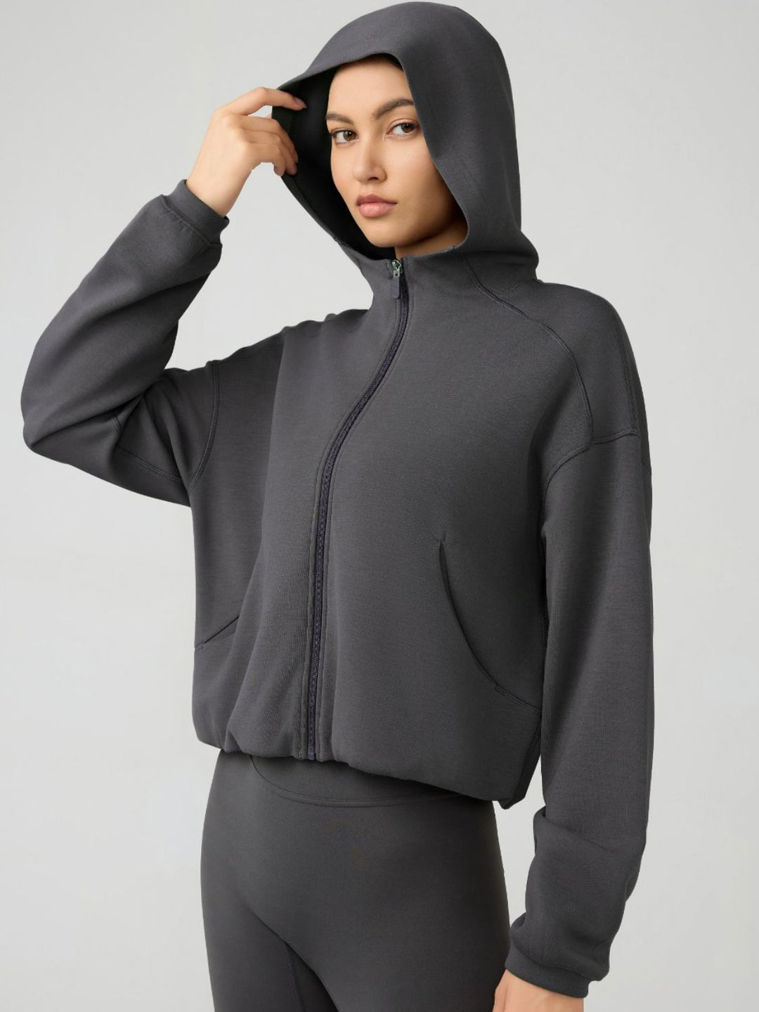 Stilla | Zip Up Dropped Shoulder Active Hooded