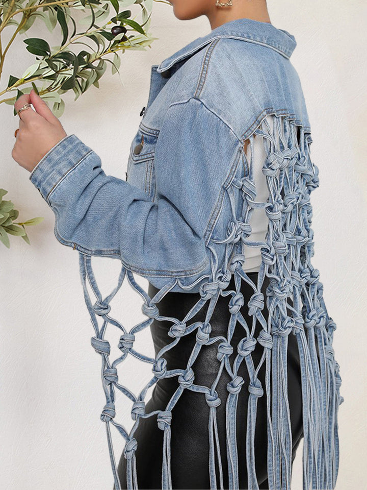 Stilla | Detalje Knap Op Denim Jakke med Lommer