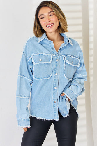 Stilla | Raw Hem Dropped Shoulder Denim Top