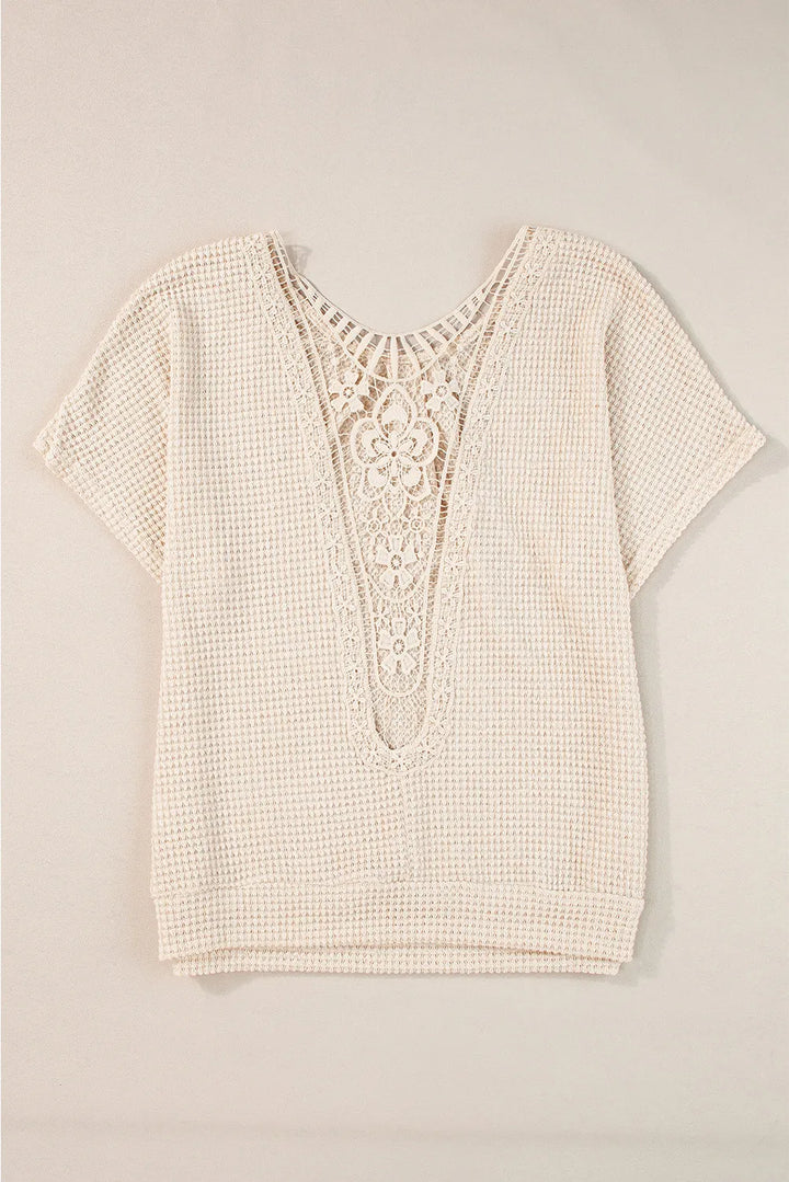 Stilla | Plus Size Struktureret Blonde Rund Hals Kort Ærmet T-Shirt