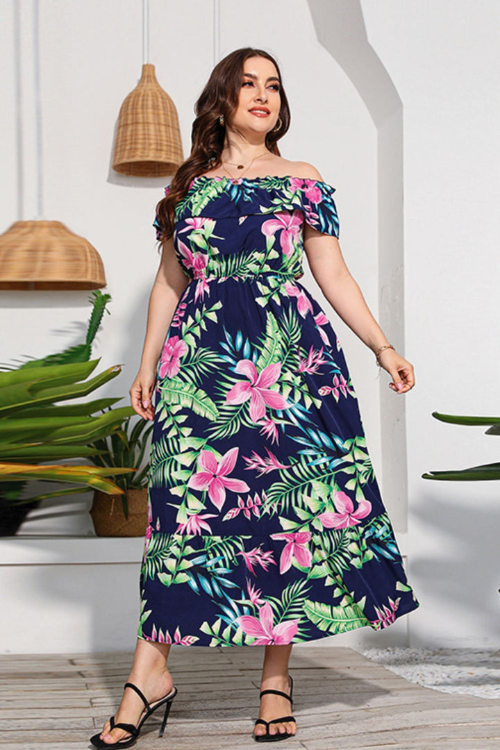 Stilla | Størrelse Floral Off-Shoulder Maxi Kjole