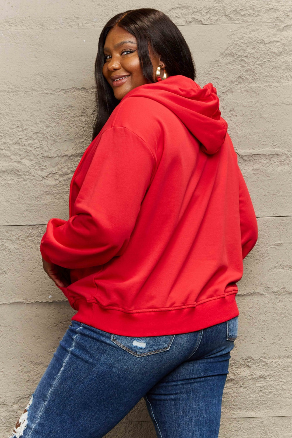 Stilla | Plus Size Zip Up Langærmet Hættetrøje