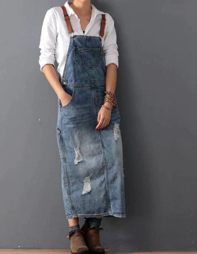 Stilla | Torn Denim Overalls Kjole