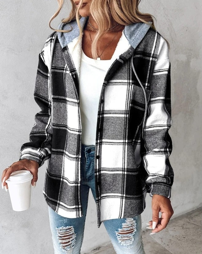 Stilla | Oversize Hoodie Jakke Med Rutemønster Til Damer