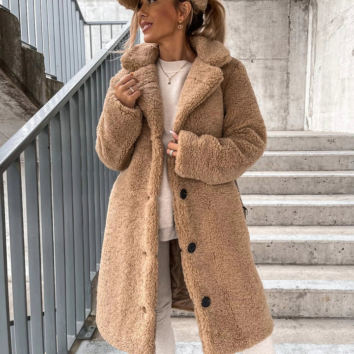 Stilla | Dame Oversized Teddy Langfrakke