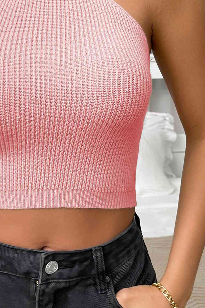Stilla | Hals Ribbet Cropped Strik Top