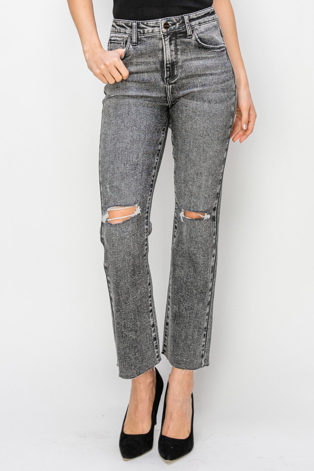 Stilla | Høj Talje Slidte Lige Jeans