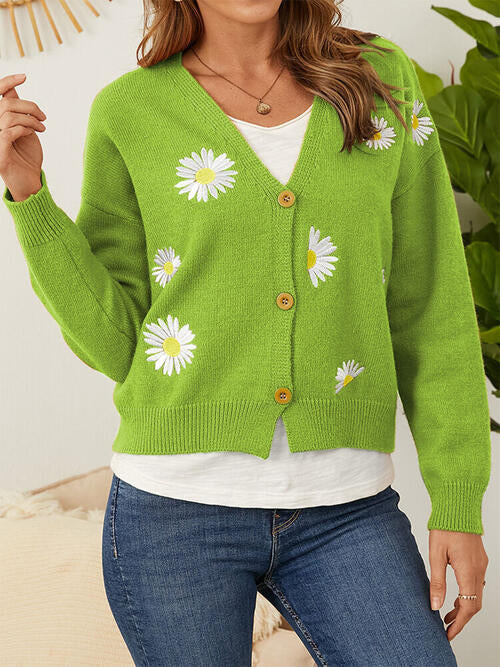 Stilla | Knap Front Dropped Shoulder Cardigan