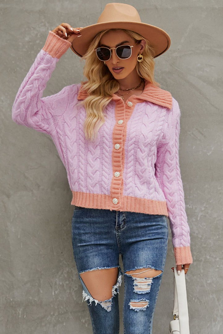 Stilla | Krave-Nakke Kabelstrik Cardigan