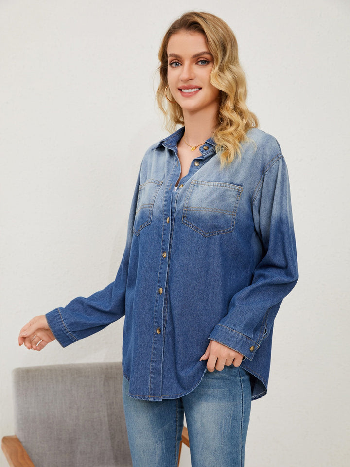 Stilla | Knap-up nedsat skulder denimjakke