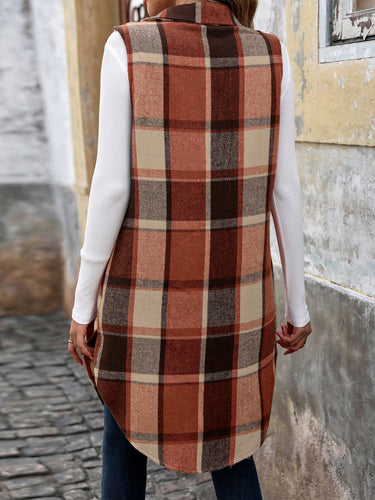 Stilla | Pocketed Button Up Plaid Vest