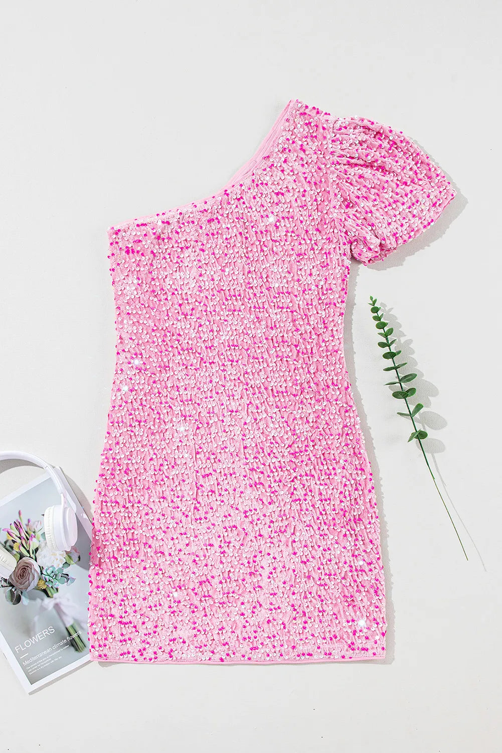 Stilla | Single Shoulder Kort Ærme Mini Kjole