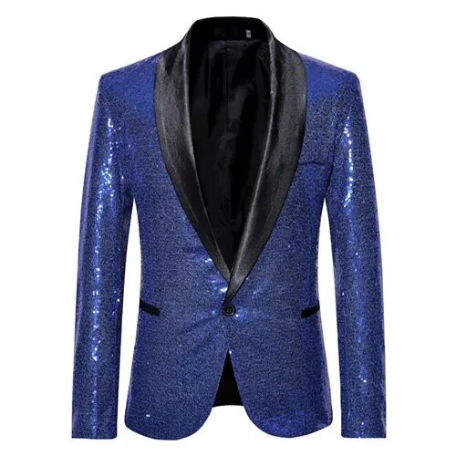 Stilla | Skinnende guld Squin-Glitz med knapper, herre fleece blazer