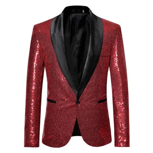 Stilla | Skinnende guld Squin-Glitz med knapper, herre fleece blazer
