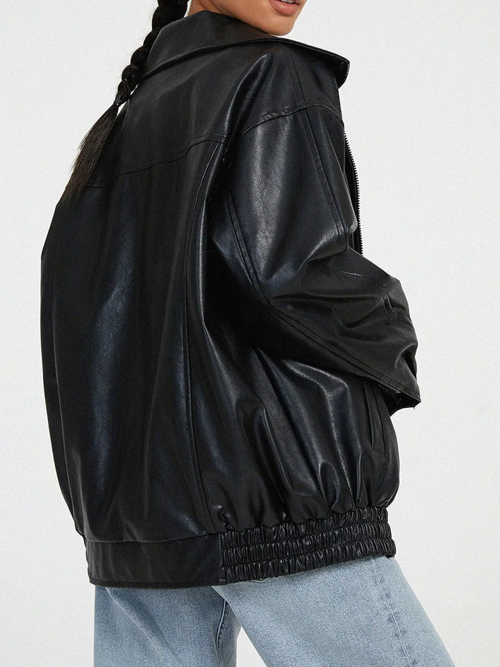 Stilla | Zip-Up Bikerjakke - Oversized pasform med rynket søm