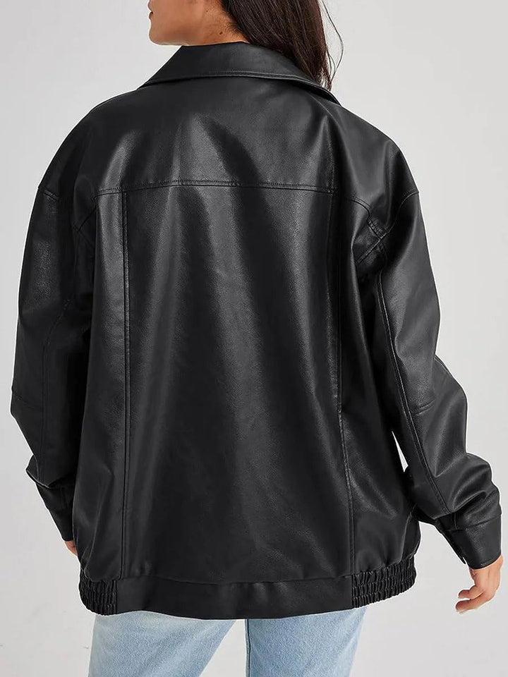 Stilla | Zip-Up Bikerjakke - Oversized pasform med rynket søm