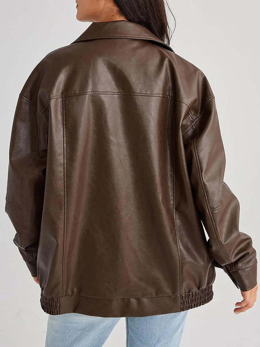 Stilla | Zip-Up Bikerjakke - Oversized pasform med rynket søm