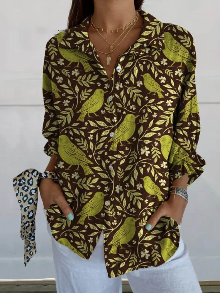 Stilla | Stilfuld Leopard Print Lang Skjorte til Kvinder