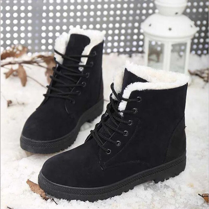 Stilla | Mid Calf Støvler Suedes Følelse Fleece Foret Skridsikre Såler Snøring