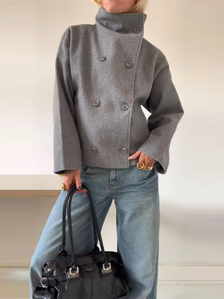 Stilla | Jakke Uldblanding Oversized Fit Ståkrave Dobbeltknap