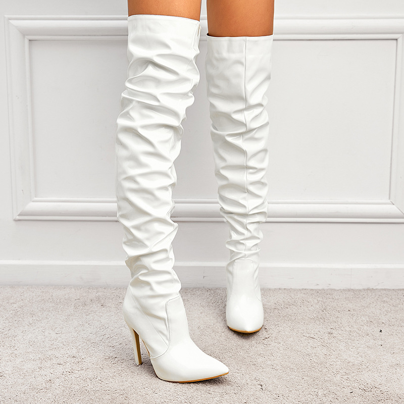 Stilla | Over the Knee Støvler Læder Spids Tå Stiletto Hæl Slaskefit