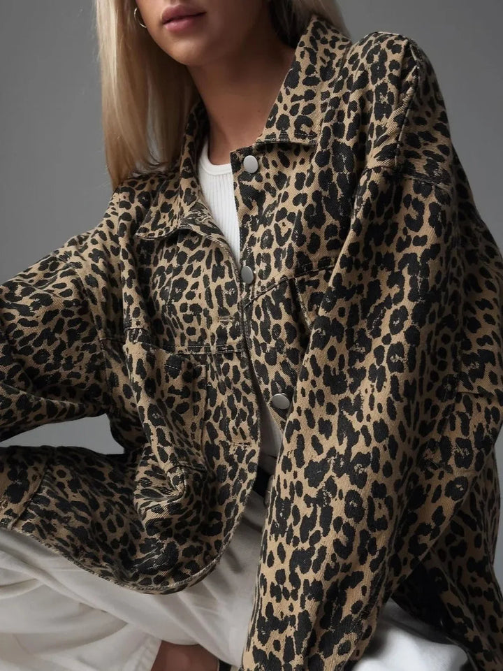 Stilla | Jeansjakke Damer Leopardmønster