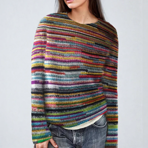 Stilla | Stribet strikpullover til damer i moderne stil