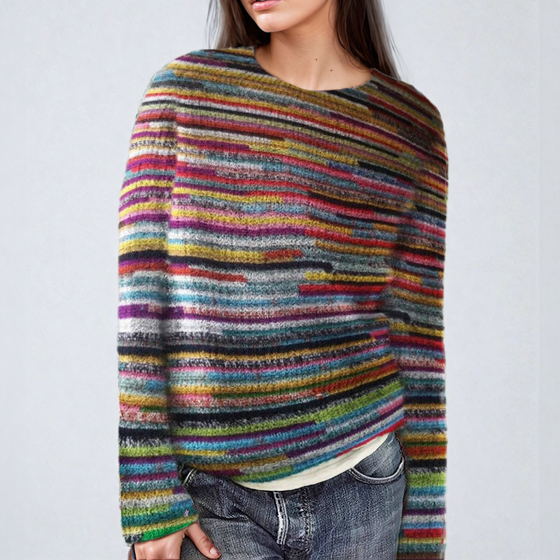 Stilla | Stribet strikpullover i farver