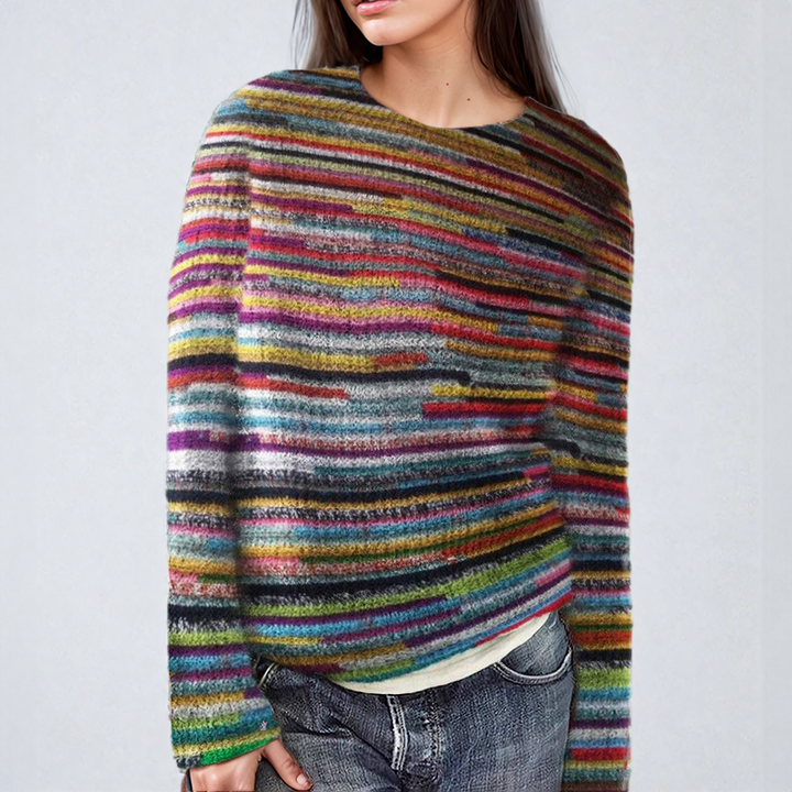 Stilla | Stribet strikpullover i farver
