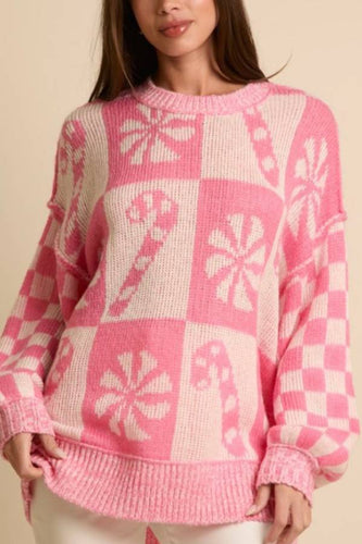 Stilla | Jule-snefnug slik rund hals langærmet løs strikket sweater