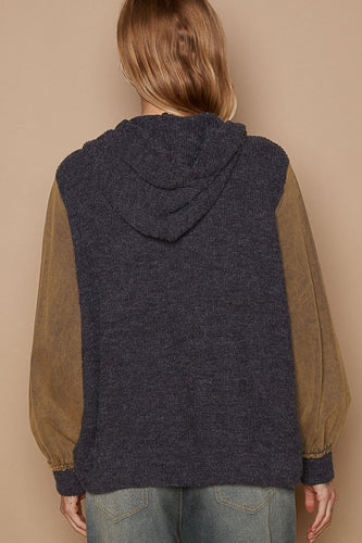 Stilla | Kontrast Firkan Patch Mønster Hu Hooded Zipper Jakke