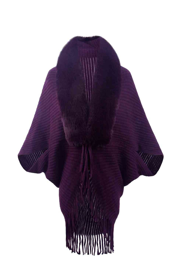 Stilla | Detaljeret Langærmet Ribbet Poncho