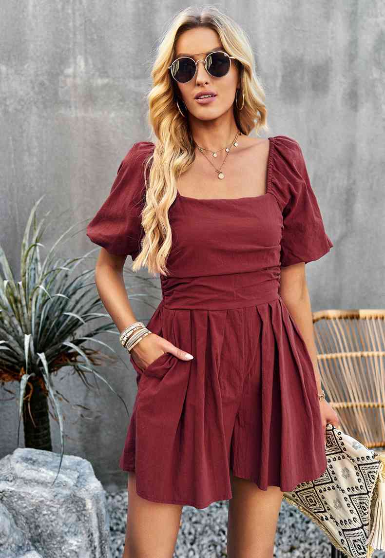 Stilla | Hals Kortærmet Smocked Romper