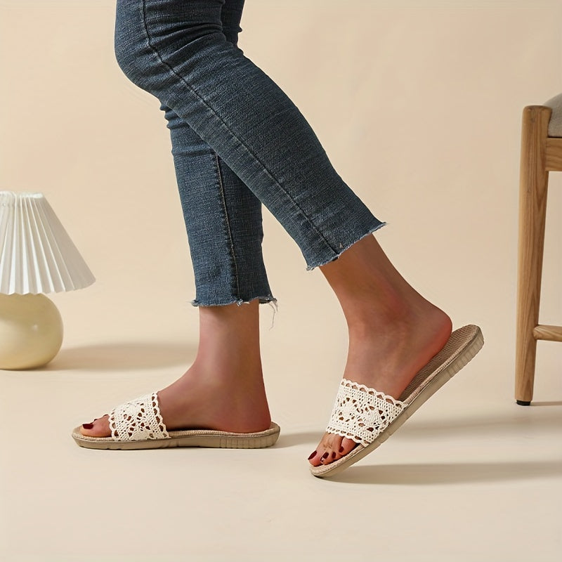 Stilla | Sommersandaler Til Kvinder Åndbare Hørflip Flops Med Blonde, Skridsikre Og Komfortable