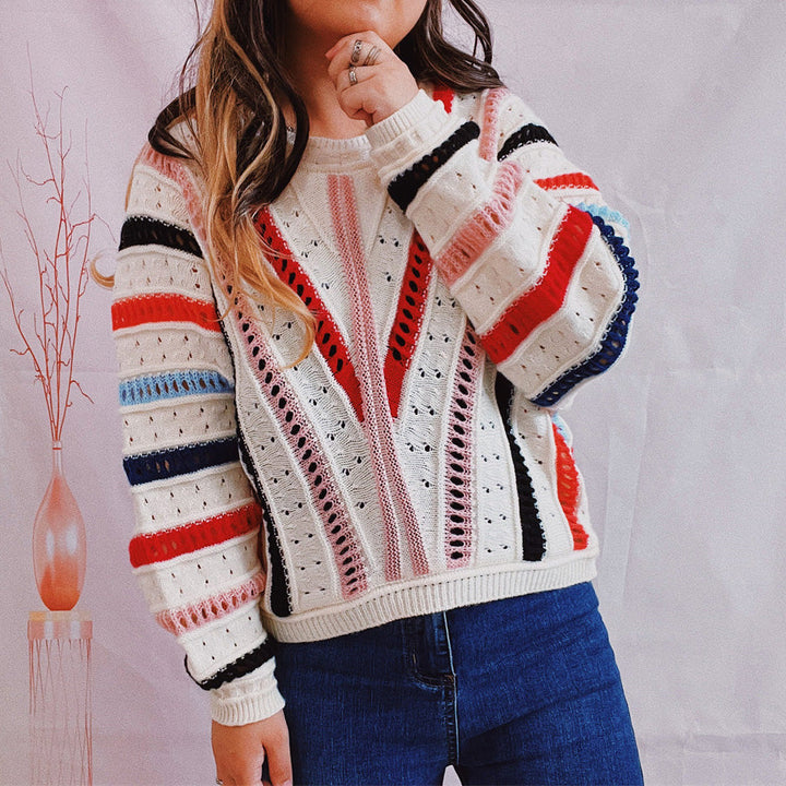 Stilla | Åbenarbejdet Rund Hals Sweater