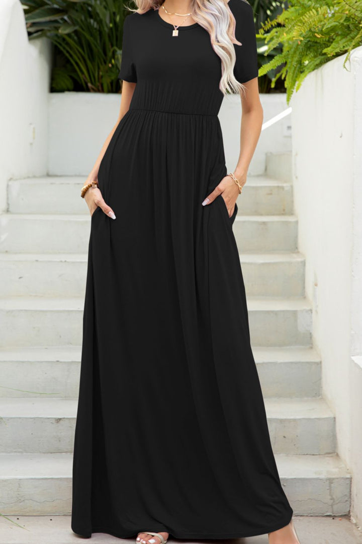 Stilla | Neck Maxi Tee Kjole Med Lommer