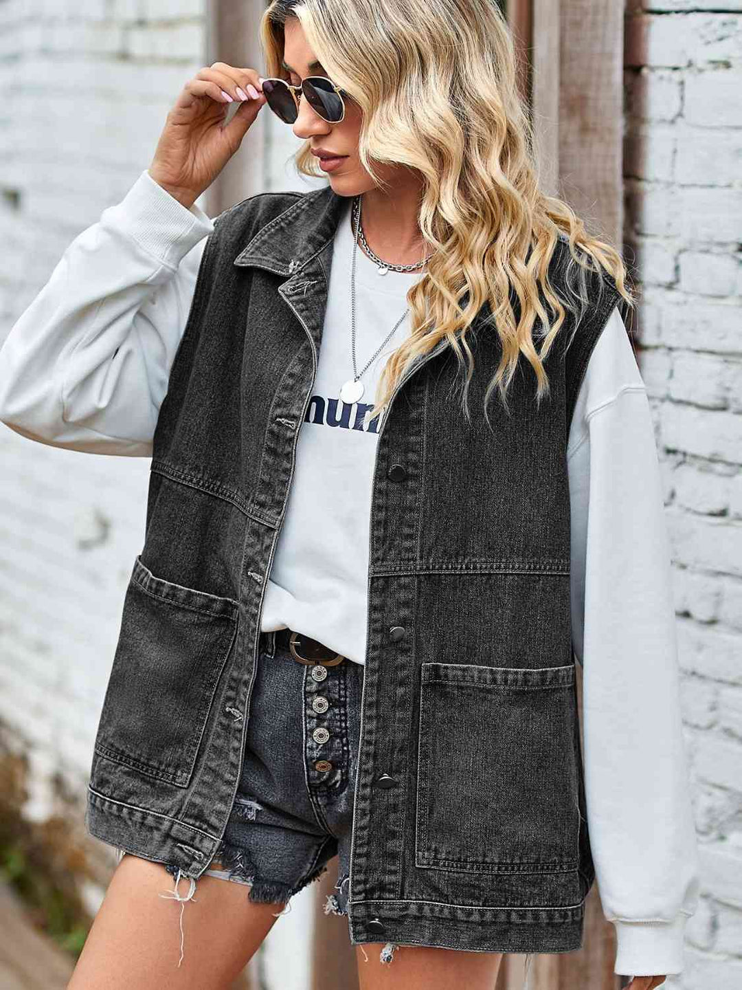Stilla | Front Ærmeløs Denimjakke