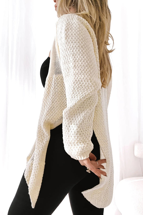 Stilla | Cozy Strikket Mellemlang Cardigan med Lange Ærmer