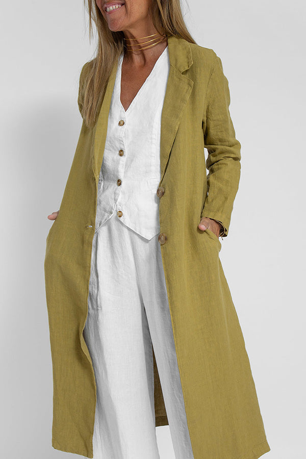 Stilla | Let Linned Blazer Frakke Med Lommer