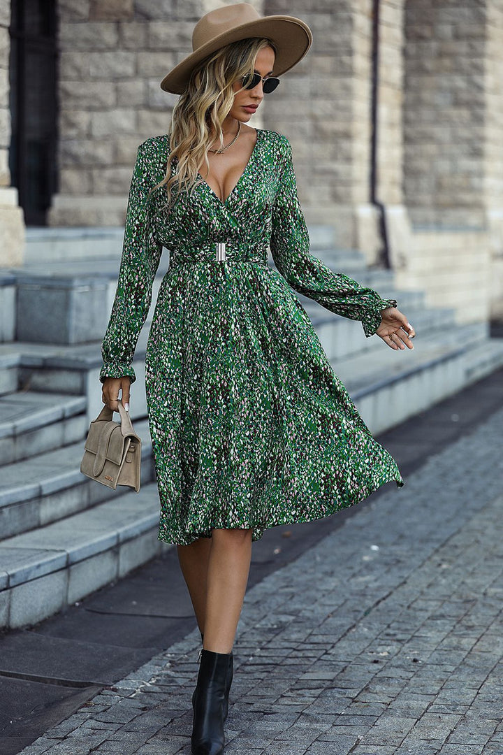Stilla | Flounce Sleeve Surplice Neck Dress