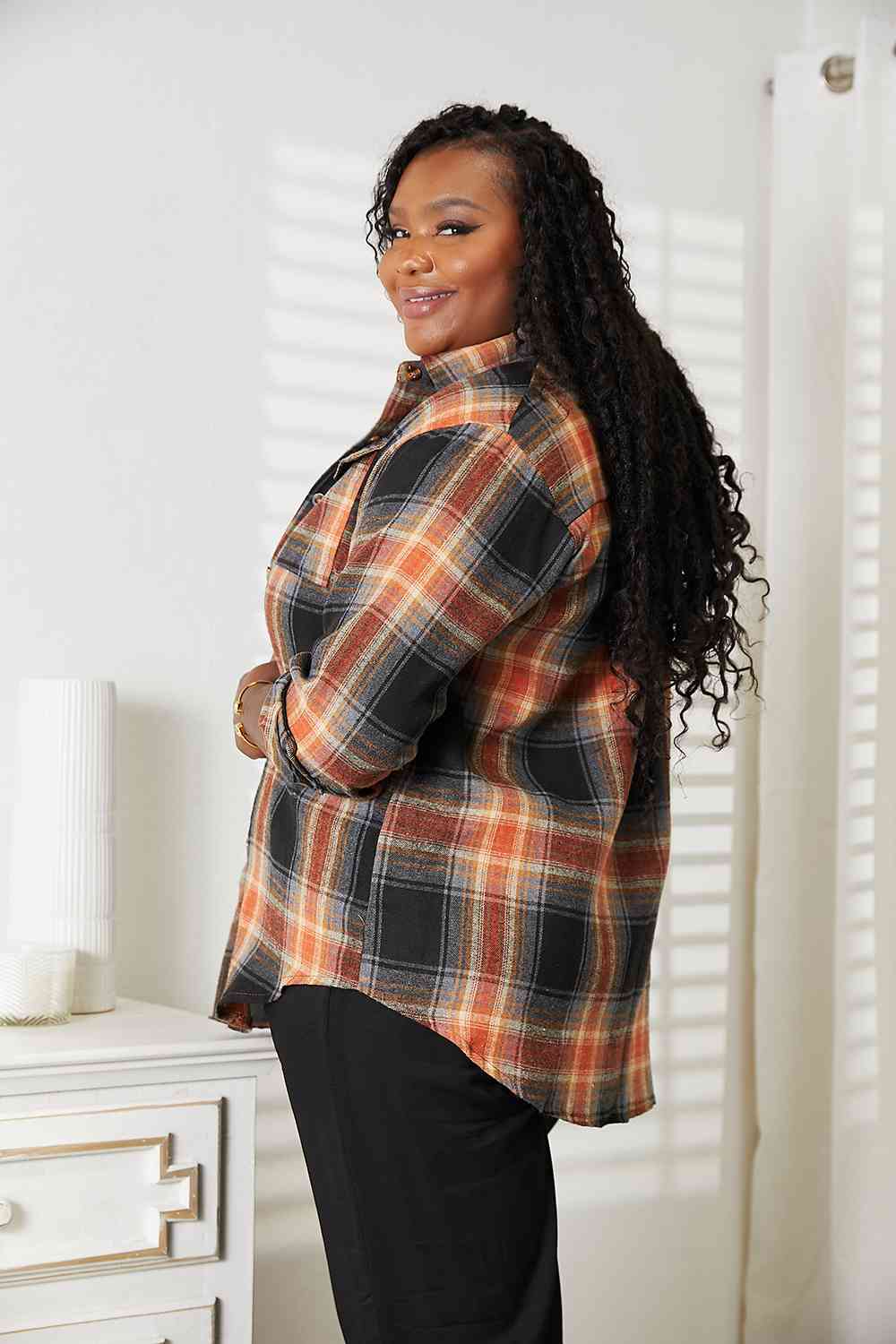 Stilla | Take Plaid Dropped Shoulder Shirt