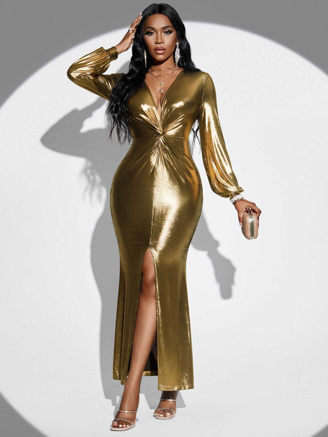 Stilla | Twisted Slit Midi Kjole