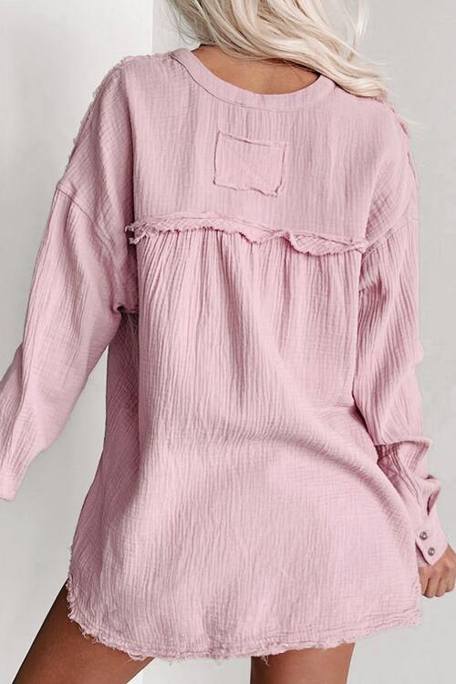 Stilla | Halv Knap Raw Hem Sweatshirt