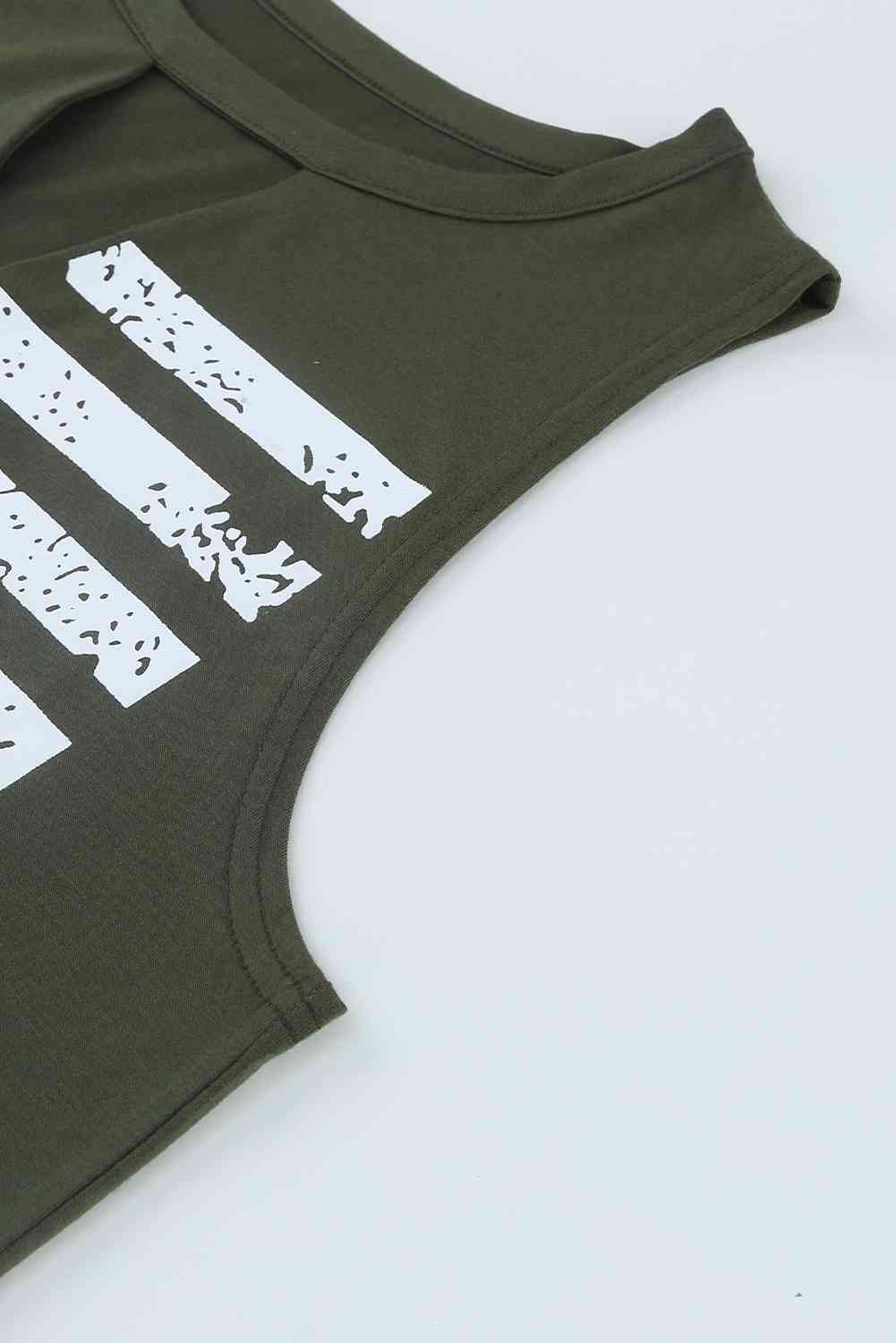 Stilla | Flag Graphic Cutout Rund Hals Tanktop